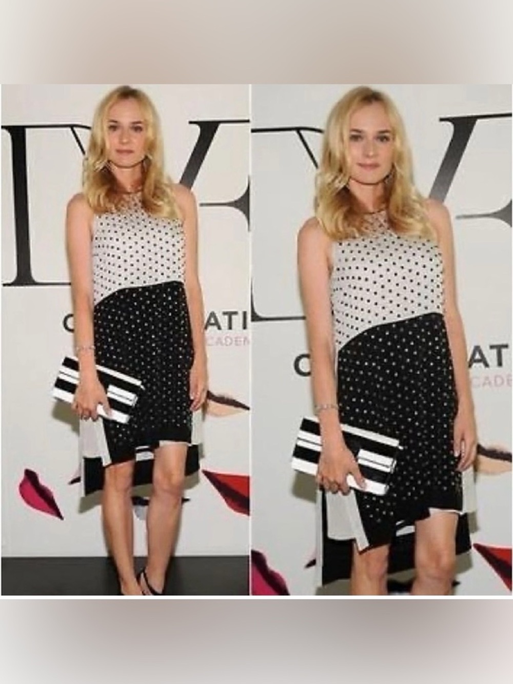 Diane von Sleeveless Two-Tone Beaded Shift Dress - Black & White 698